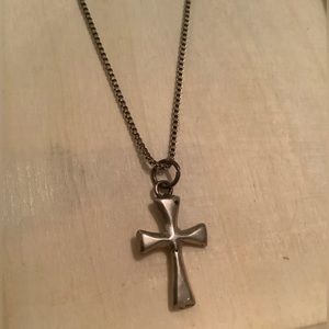 New vintage silver cross and chain